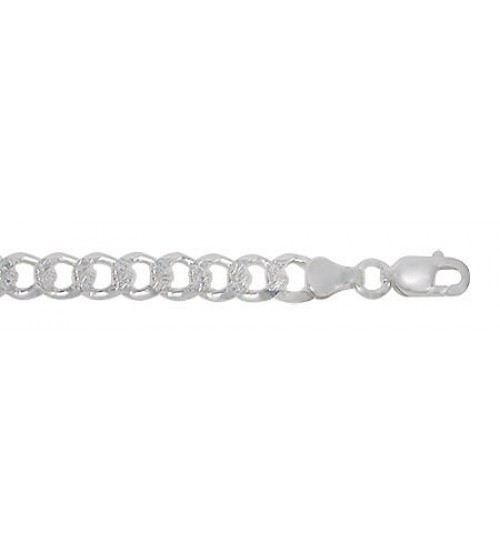 6.7mm Curb Pave Chain, 8" - 28" Length, Sterling Silver